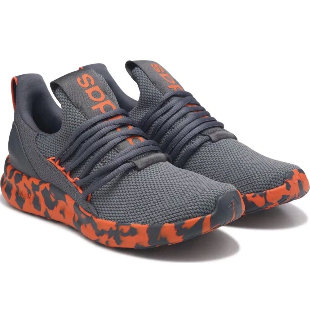 Adidas Lite Racer Adapt 7.0 Grey ORANGE Sneakers Running Walking JS0046 Men